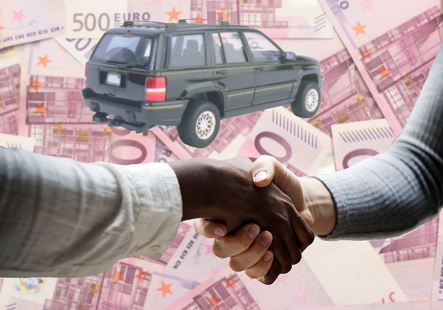 car, sale, euro, bills, handshake, agreement, used, second hand, deal, contract
