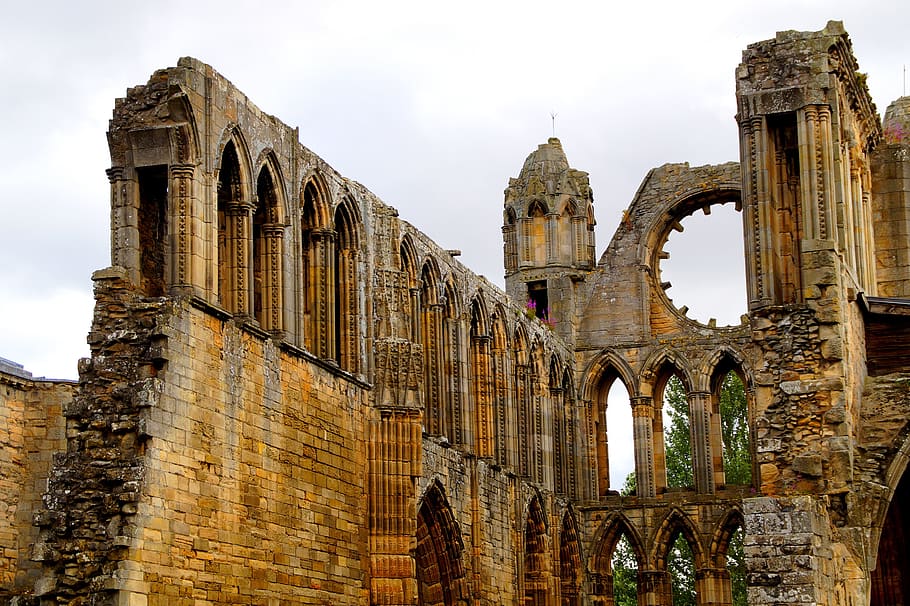catedral de elgin, catedral, ruína, escócia, construção, historicamente, gótico, pedra, arco, janelas em arco