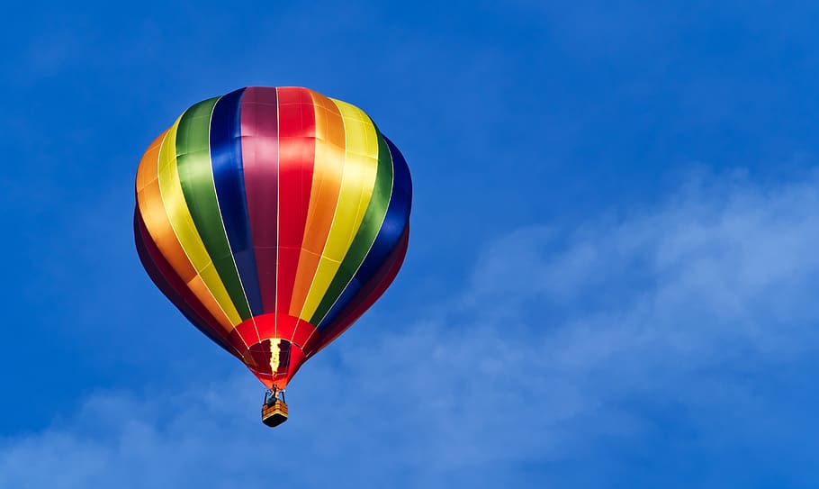 balão, quente, ar, voo, voar, cor, listra, vibrante, chama, subida