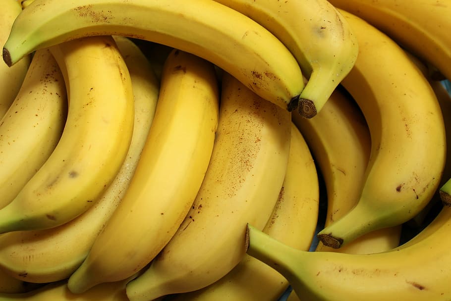 pisang, buah, makanan, segar, matang, kuning, vitamin, diet, makan sehat, makanan dan minuman