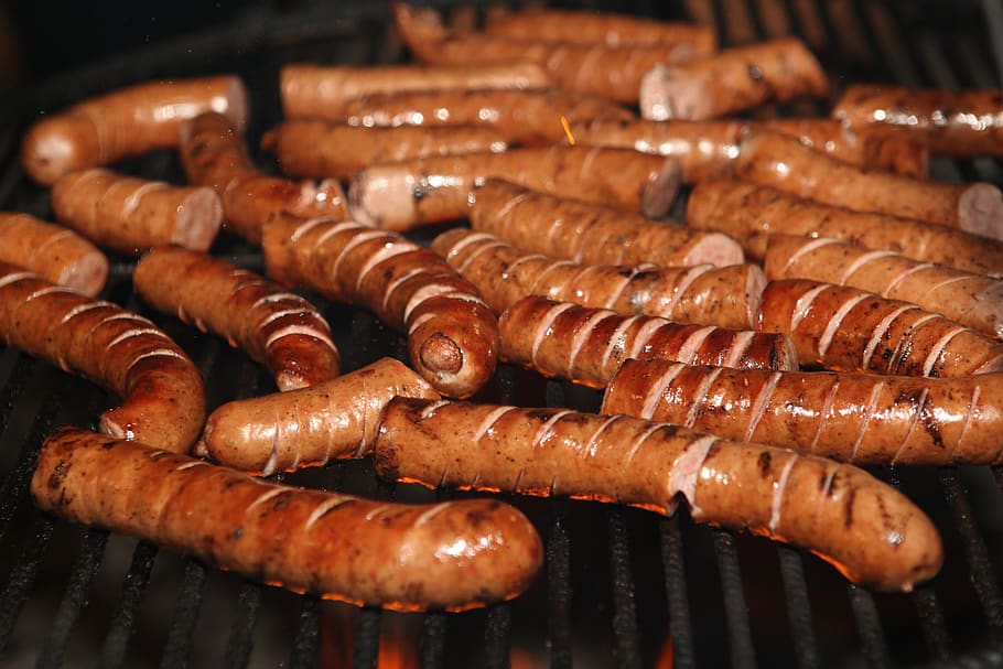 sausage, grill, barbecue, food, meat, eat, grilling, bratwurst, delicious, fire