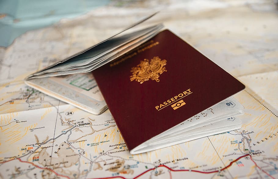 passport, travel, customs, boundary, map, indoors, text, close-up, high angle view, still life