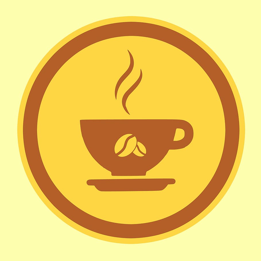 Ilustración, icono de café, icono., café, taza, logotipo, icono, bebida, cafetería, restaurante