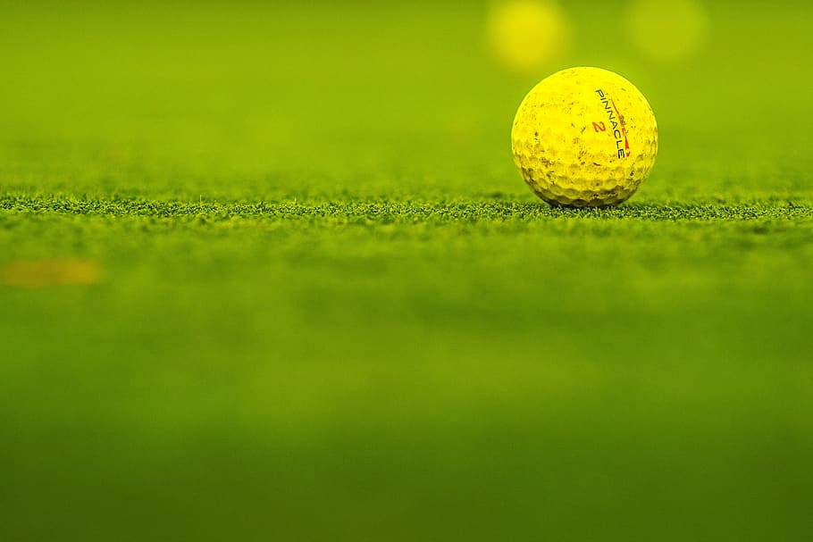 golf, course, ball, yellow, pinnacle 2, golfing, sport, grass, selective focus, green color