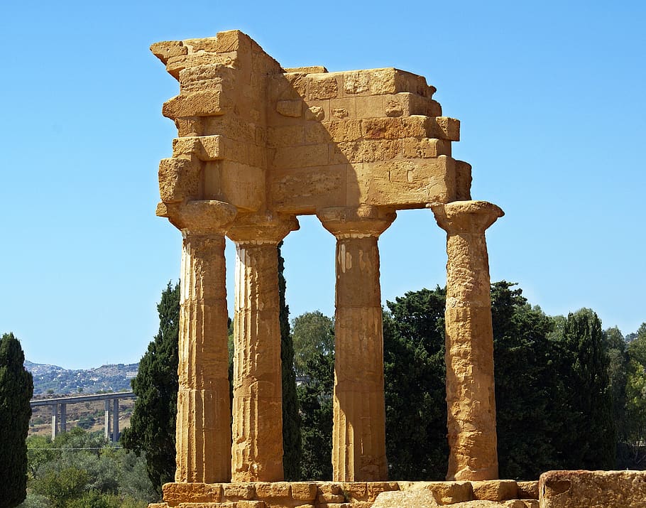 the valley of the temples, agrigento, temple of the dioscuri, sicily, italy, castor, pollux, archaeology, temple, history