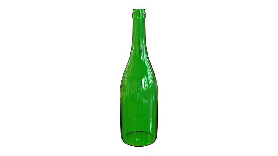 bottle, wine, green, vacuum, barman, bar, shine, transparent, green color, white background