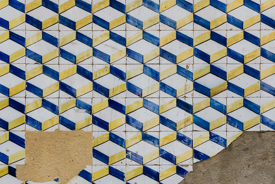 azulejos portugis, khas, berglasir, keramik, ubin, lisbon, portugal, latar belakang, dinding, pola