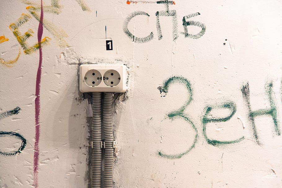 wall, outlet, socket, plug, paint, background, old, distressed, color, colorful