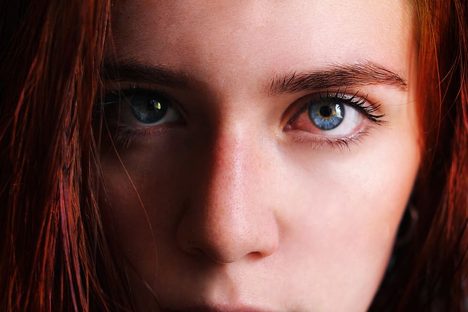 rousse, look, blue eyes, face, woman, to watch, eyes, blue, scary, judgment