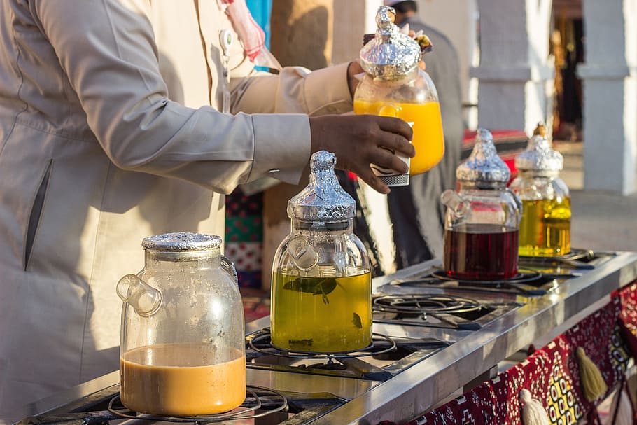 chá, árabe, saudita, dubai, marrocos, marraquexe, café, vidro, bebida, estilo