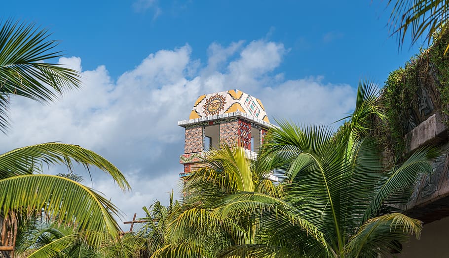 tower, costa maya, palm, tree, sky, summer, travel, tropical, outdoor, plant