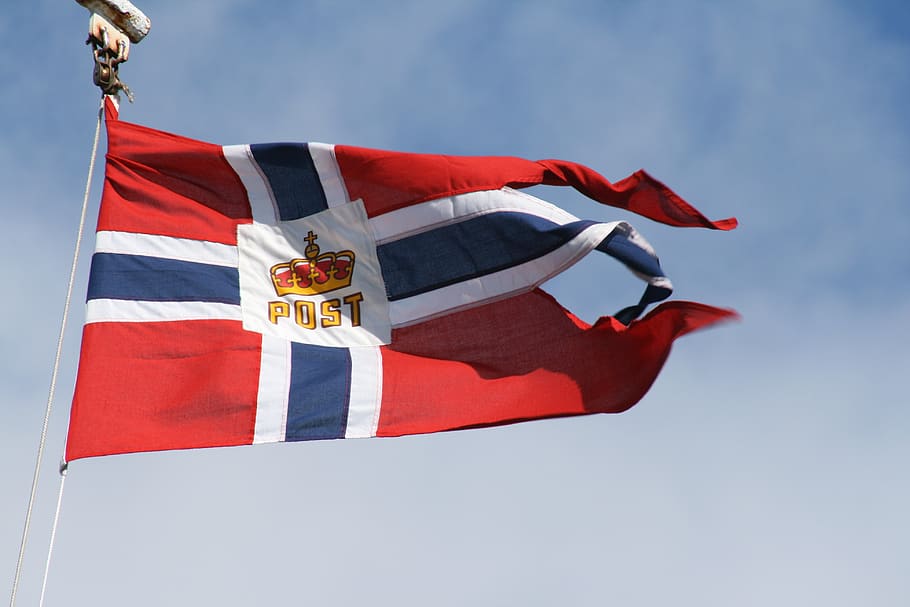 bendera, norwegia, tanah, simbol, norwegian, merah, bangsa, eropa, viking, biru