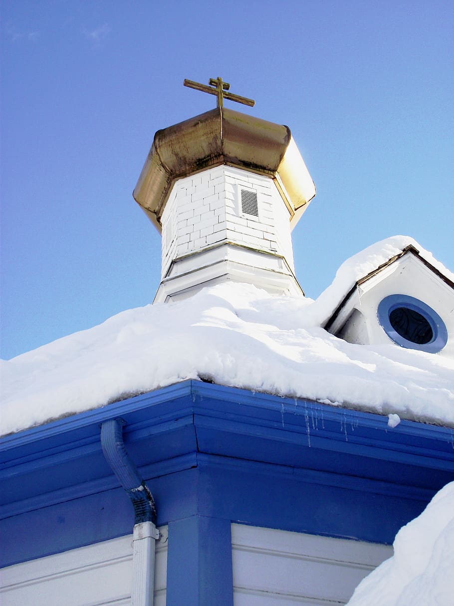 juneau, st nicholas, russian, orthodox winter, church, culture, exterior, cold, christianity, religion