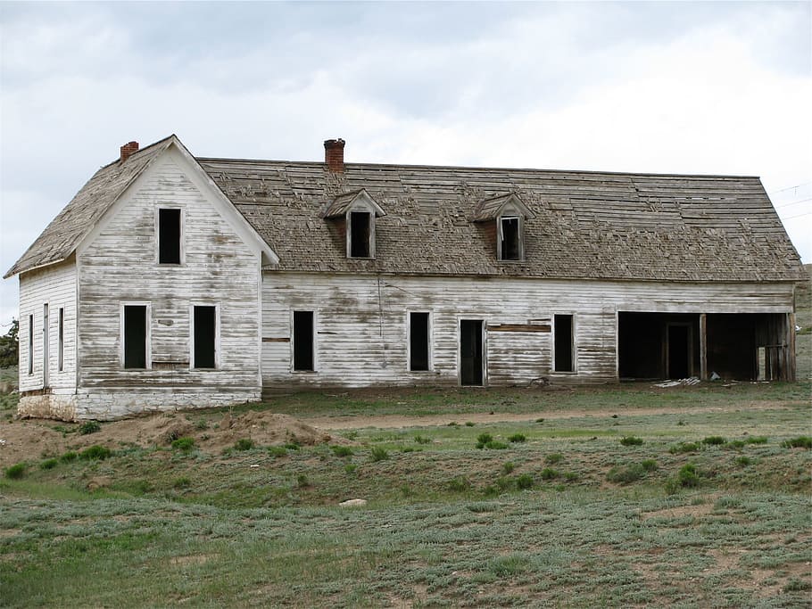 casa, viejo, rural, país, hierba, madera, abandonado, arquitectura, estructura construida, exterior del edificio