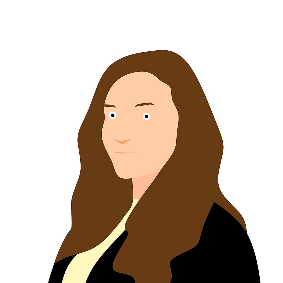 ilustração, mulher, longo, marrom, cabelo., avatar, pessoas, pessoa, negócios, usuário