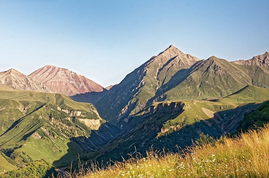 georgia, great caucasus, mountains, landscape, nature, georgian military road, caucasus, travel, mountain, scenics - nature