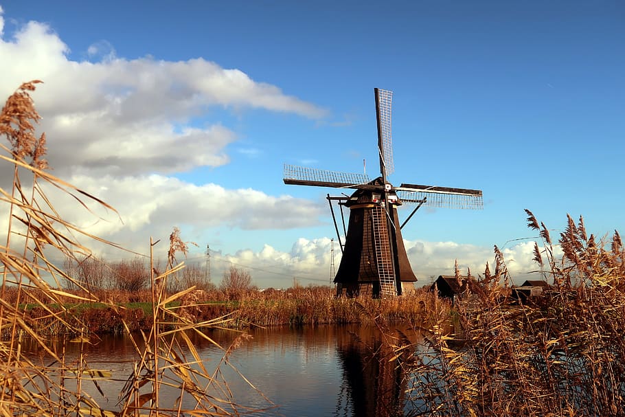 kinderdijk, mill, wind mill, netherlands, holland, tourism, mill blades, windmill, mills, wicks