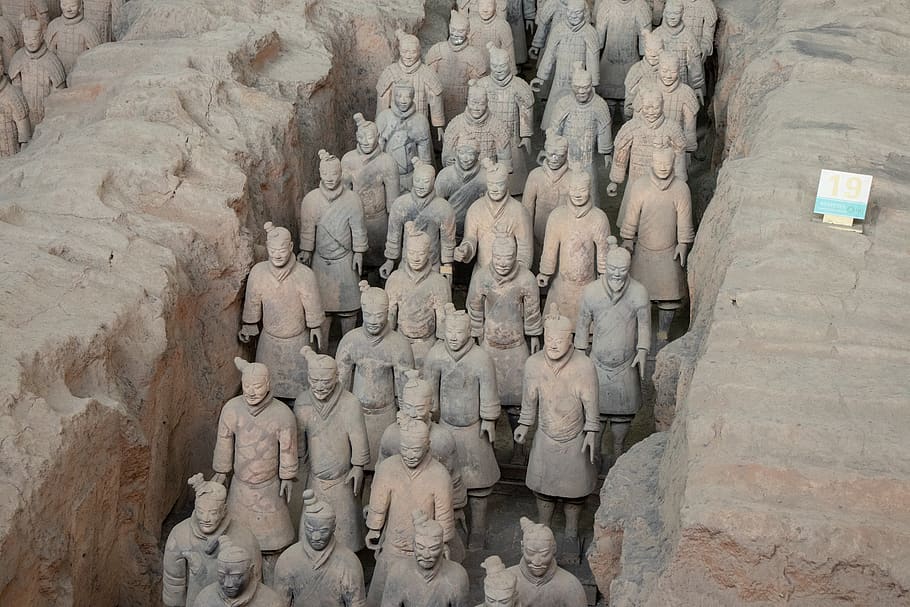 china, xi'an, terracotta, warriors, statue, soldier, history, ancient, army, archeology