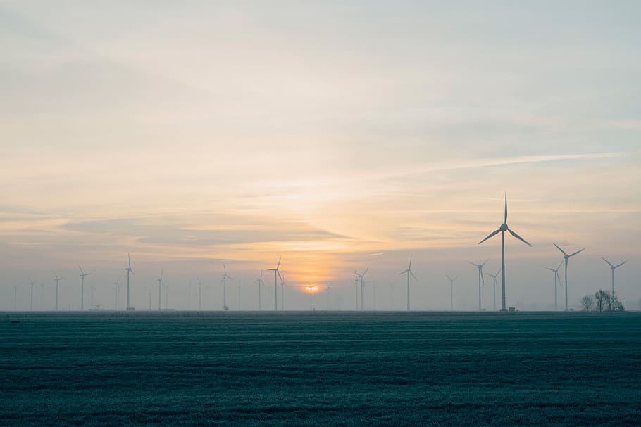 wind turbines, field, germany, arth, economy, energy, europe, grass, green, orange