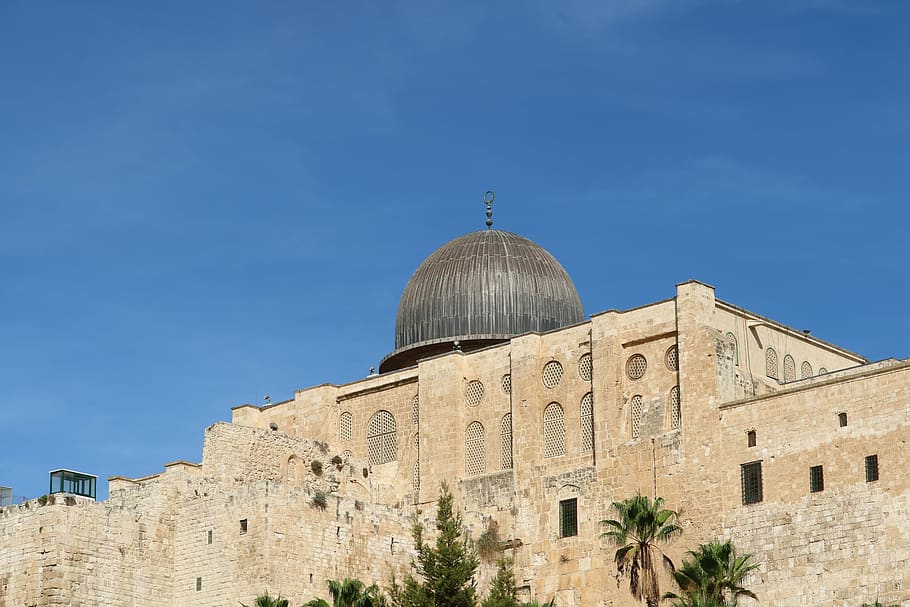 masjid al-aqsa, jerusalem, israel, masjid, agama, bangunan eksterior, arsitektur, struktur yang dibangun, kubah, langit
