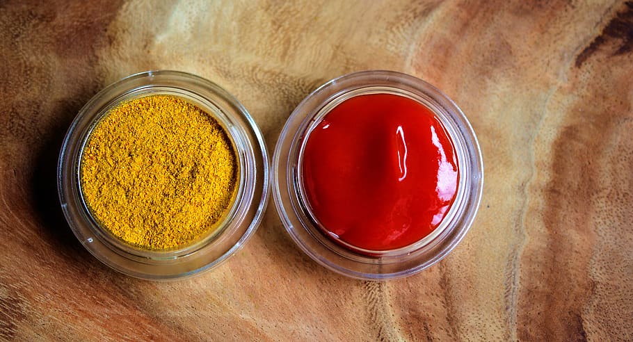 curry, ketchup, spices, eat, nutrition, two, food, tasty, spice, red