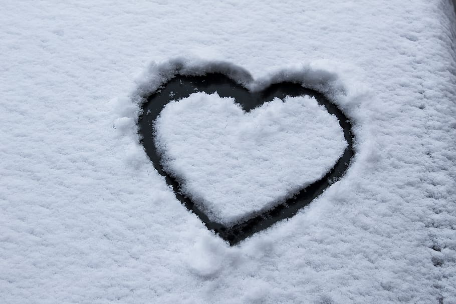 jantung, salju, es, mesin cuci mobil, musim dingin, dingin, cinta, valentine, simbol, romansa