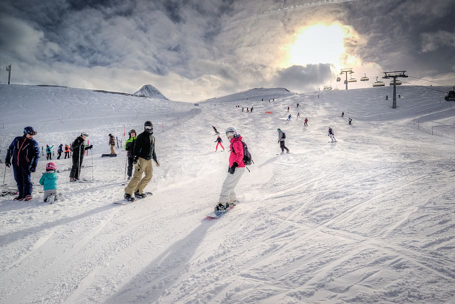 slope, ski, snowboard, kitzsteinhorn, kaprun, skiing, snow, winter, mountains, nature