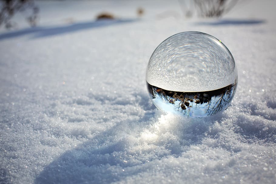 bola de cristal, neve, inverno, nevado, nascer do sol, magia, invernal, temperatura fria, natureza, dia