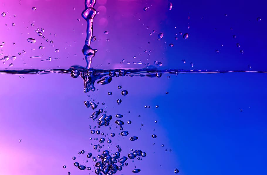 water surface, air bubbles, macro, water, bubble, transparent, macro photography, water bubbles, drop, blue