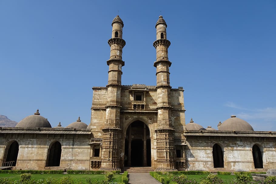 jama masjid, champaner-pavagadh, archaeological park, unesco, world heritage, site, architecture, tourism, monument, stone