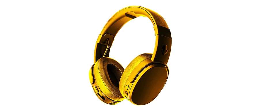 headphone, golden, golden headphone, music, cut out, yellow, single object, white background, studio shot, equipment