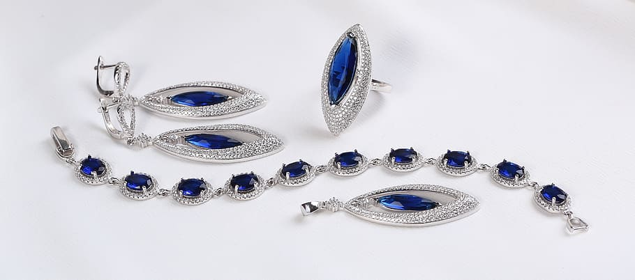 set perhiasan perak, anting-anting perak, batu permata biru, cincin perak, perhiasan fengshui, perhiasan perak, perhiasan feng shui, permata, set perhiasan, perhiasan batu permata