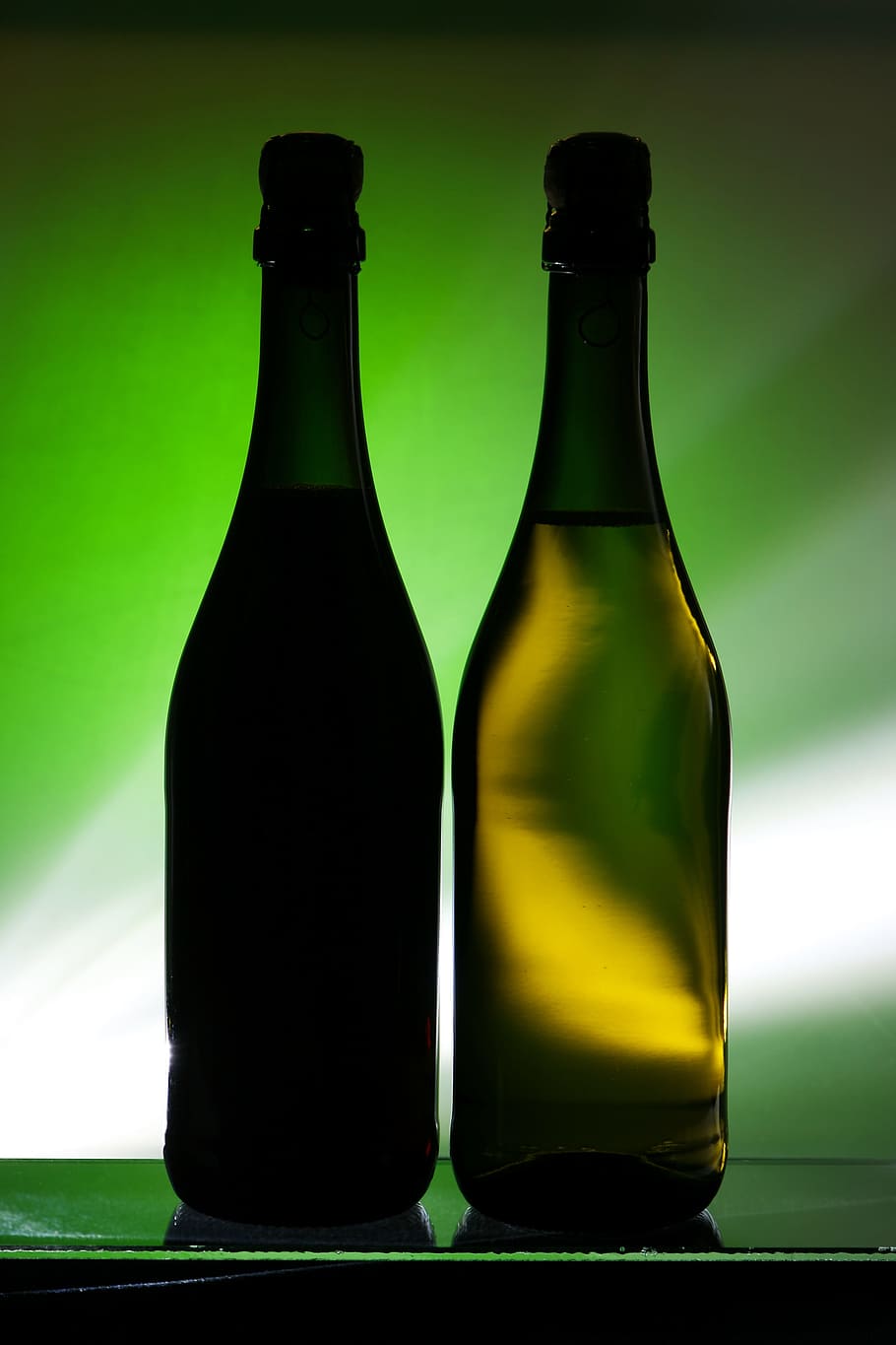alcohol, bottle, bottles, champagne, drink, effect, light, nobody, objects, shot