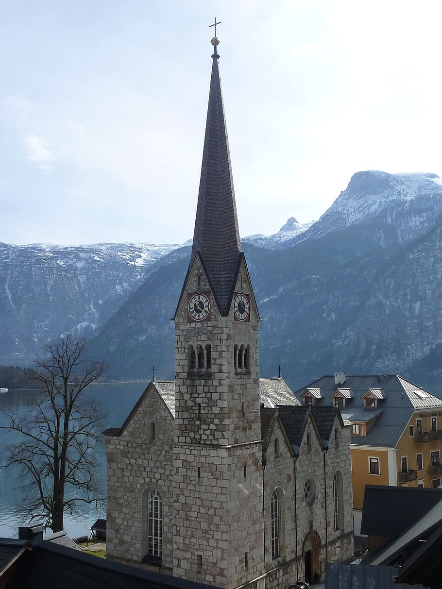 austria, unesco, salzkammergut, objek wisata, alpine, gereja, hallstatt, pariwisata, arsitektur, struktur yang dibangun