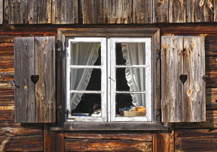 window, wooden windows, shutter, old, facade, woodhouse, farmhouse, historically, nostalgia, weathered