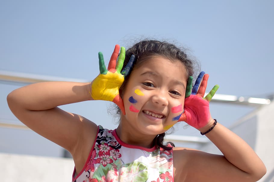 child, colors, nepal, india, tradition, customs, paint, fun, cute, joy