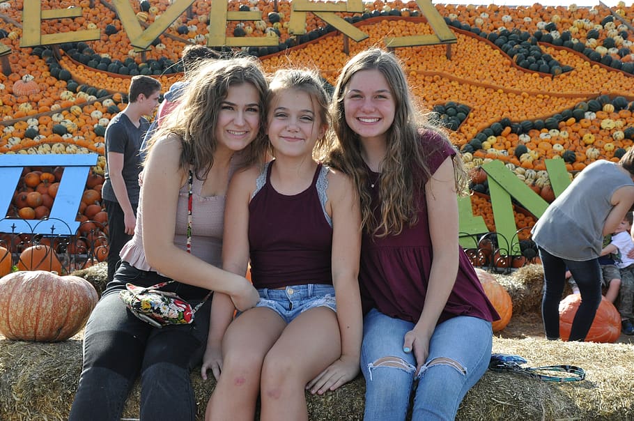 teens, corn maze, fall, girls, teenagers, farm, maze, harvest, stalk, autumn