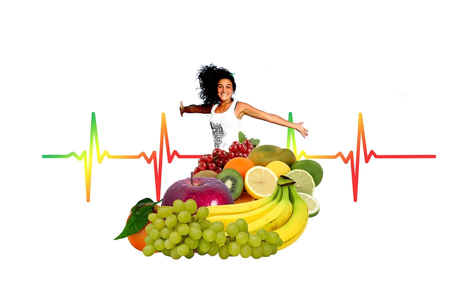 coração, saúde, pulso, mulher, alegria, desejo pela vida, vitalidade, energia, fruta, nutrição