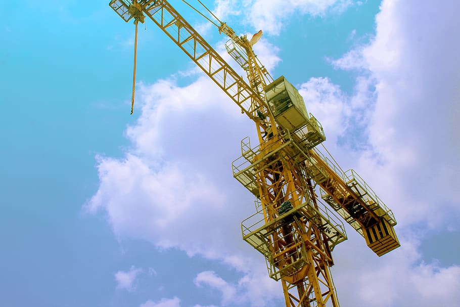 the sky, cloud, weather, blue, nature, cloud - sky, sky, industry, low angle view, crane - construction machinery