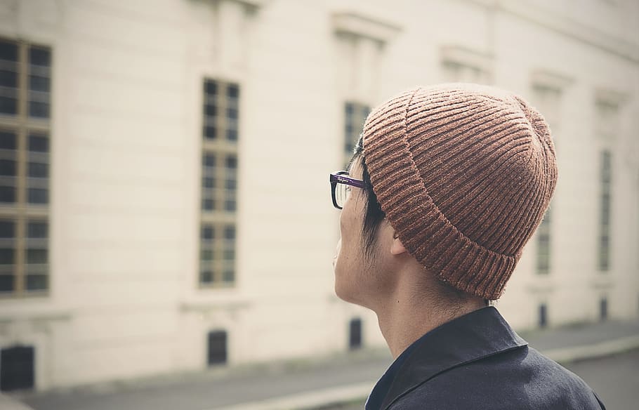 people, man, guy, hat, beanie, eyeglasses, alone, headshot, architecture, one person