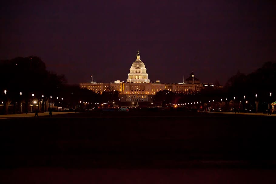 capitol, washington dc, pemerintah, bangunan, legislatif, kongres, amerika serikat, malam, gelap, senja