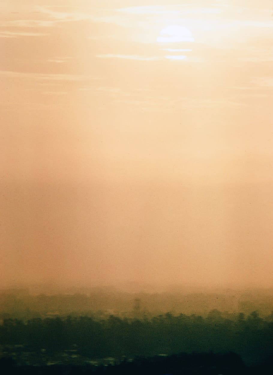 dusty, view, sunset, bright, cloud, clouds, dust, horizon, landscape, light