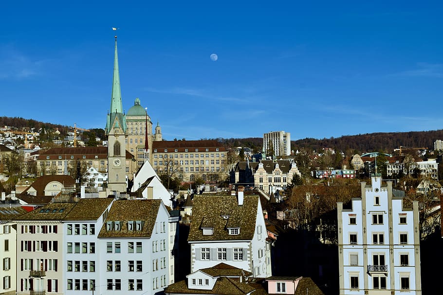 zurich, switzerland, swiss, landscape, city, architecture, university, medieval, rooftops, cityscape