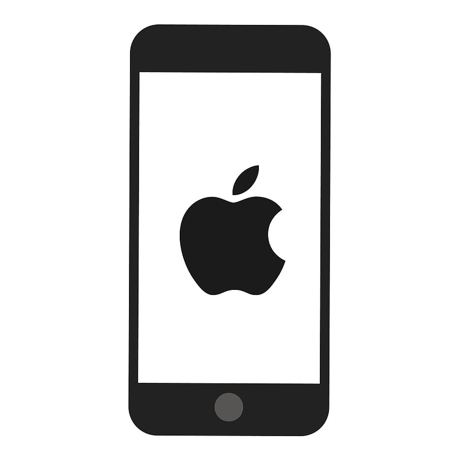 illustration, iphone., black, white, silhouette., iphone, phone, mobile, mockup, cell