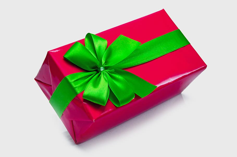 pink, packaging, box, wrapping, green bow, design, background, color, gift, decoration