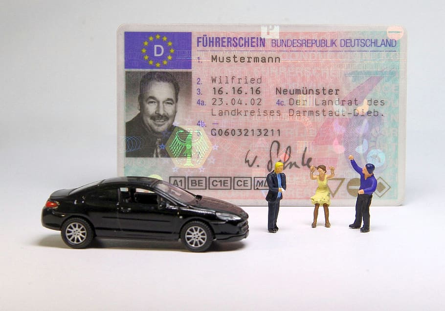 auto, driver's license, miniature figures, driving school, joy, cheers, driving licence, id, europe, international