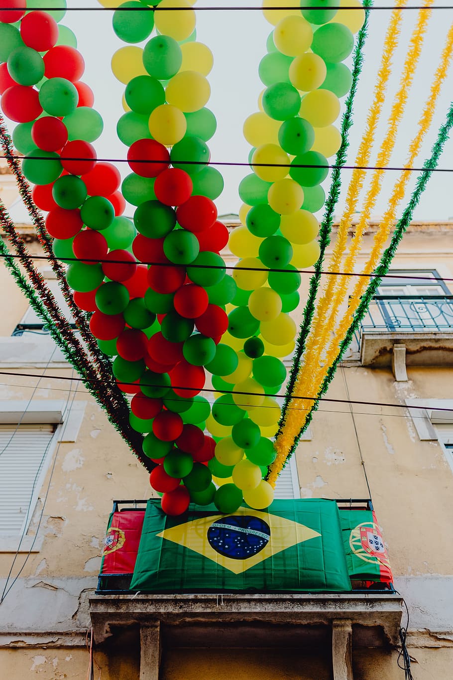 улицы, украшены, праздник святого антони, лиссабон, португалия, счастливый, город, европа, украшения, путешествия