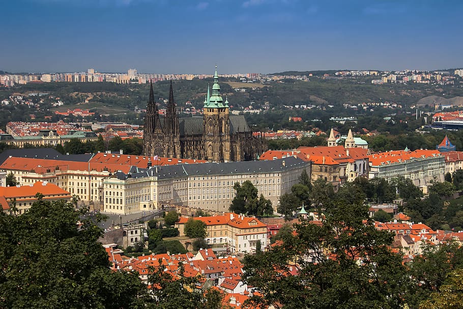 prague, czech, hradcany, view, castle, cathedral, building exterior, architecture, built structure, building