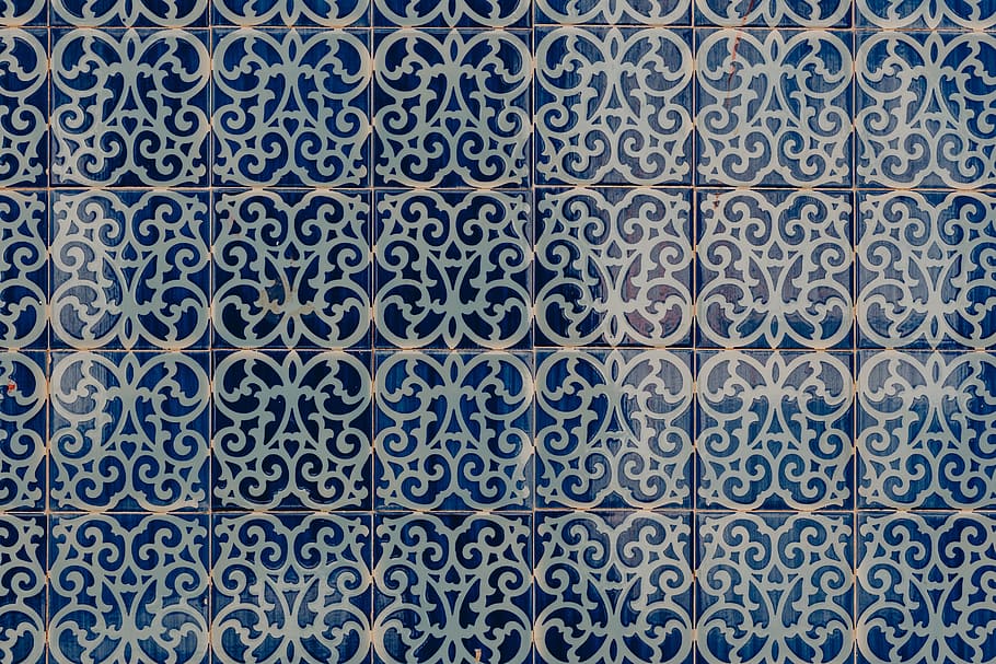 portuguese azulejos, typical, glazed, ceramic, tiles, lisbon, portugal, background, wall, pattern
