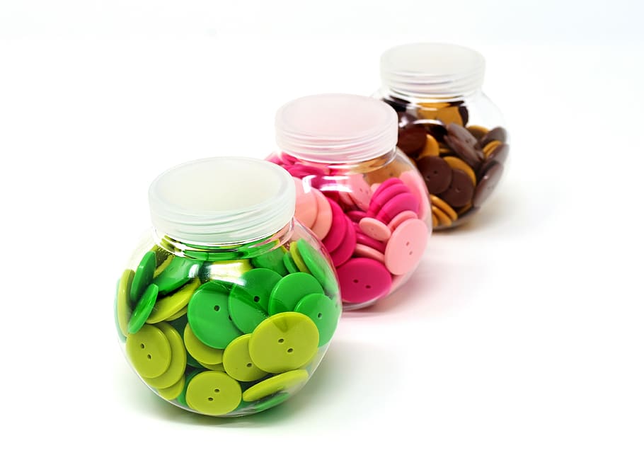 botones, colorido, color, handarbeiten, botón, primer plano, 4 agujeros, cuatro agujeros, píldora, medicina